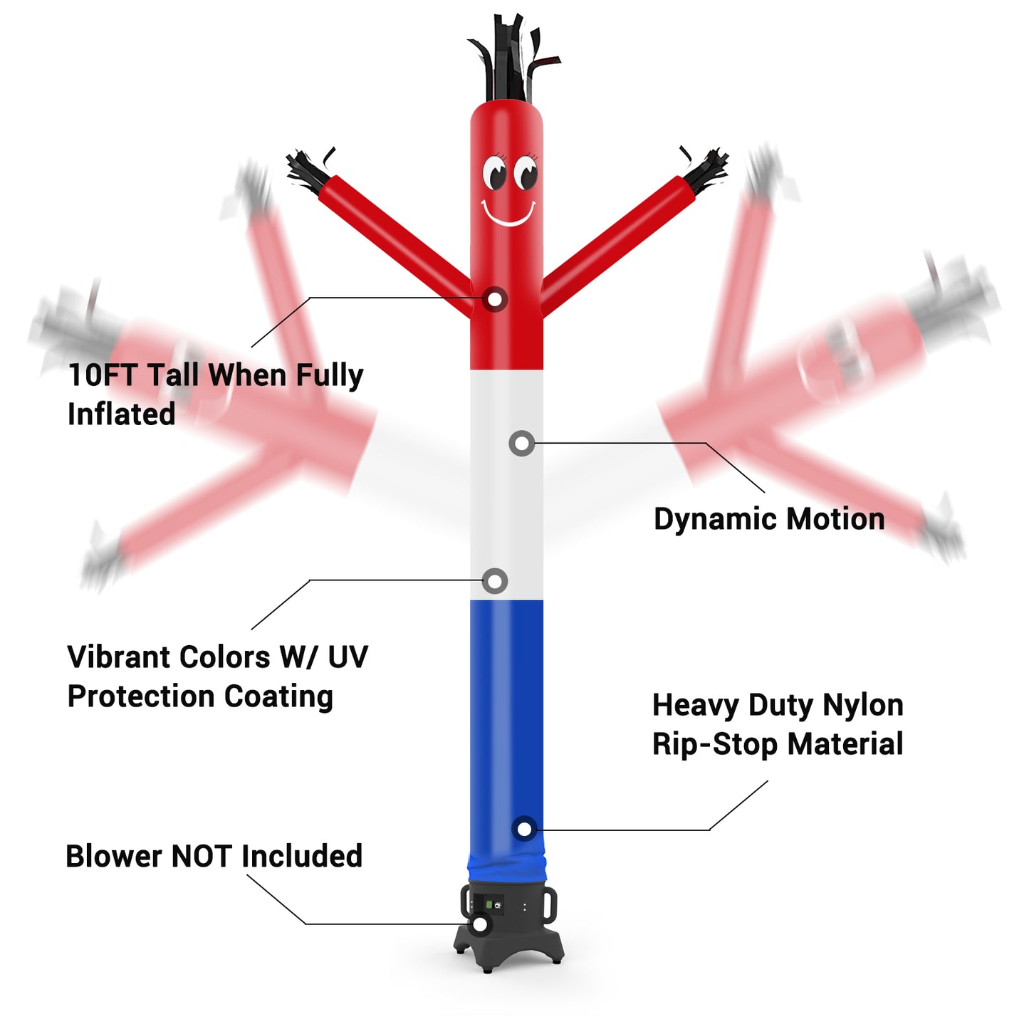 8ft RWB Inflatable Air Puppet Dancer– Replacement for 9" Blower (No Blower)