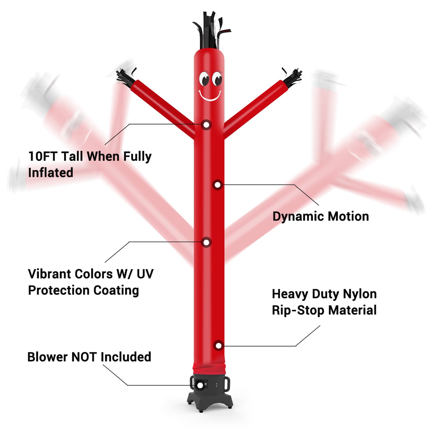 10ft Red Inflatable Air Puppet Dancer– Replacement for 12" Blower (No Blower)