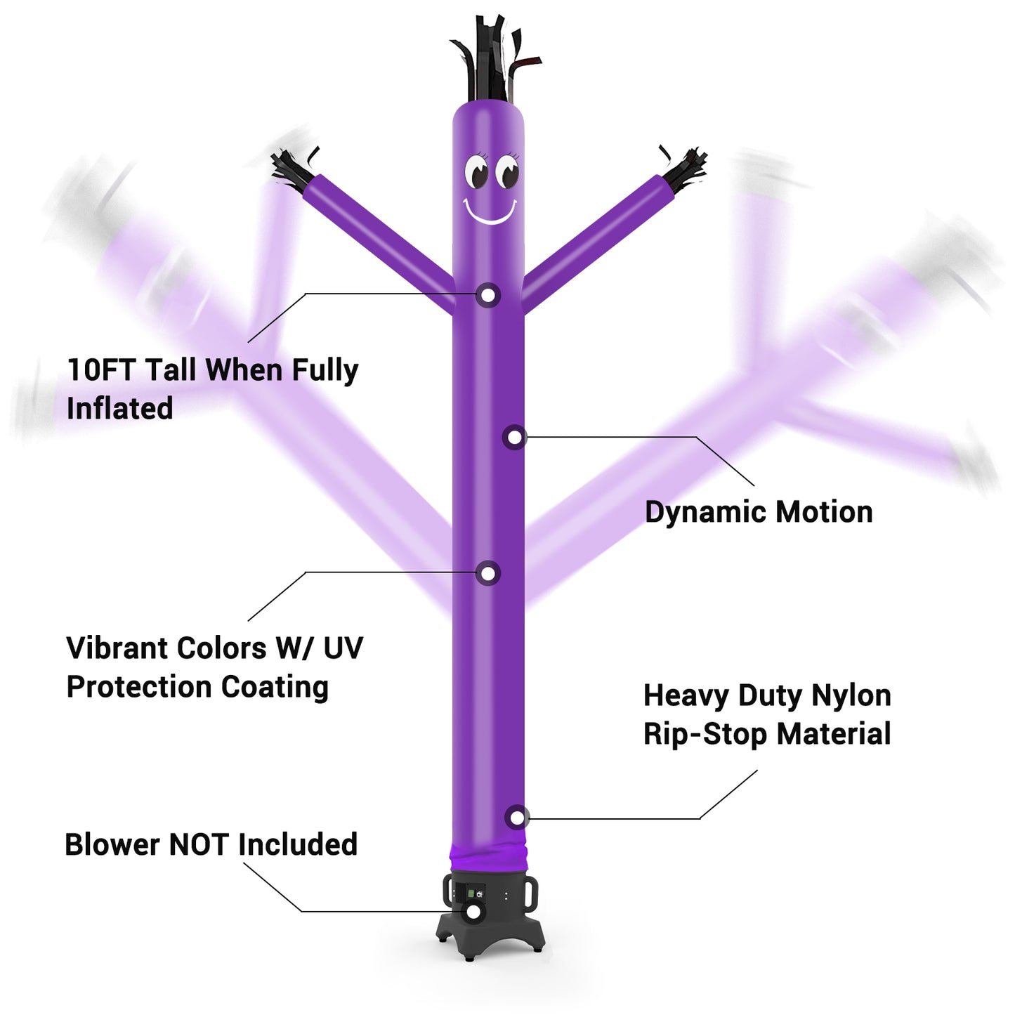 8ft Purple Inflatable Air Puppet Dancer– Replacement for 9" Blower (No Blower)