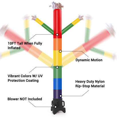 8ft Rainbow Inflatable Air Puppet Dancer– Replacement for 9" Blower (No Blower)