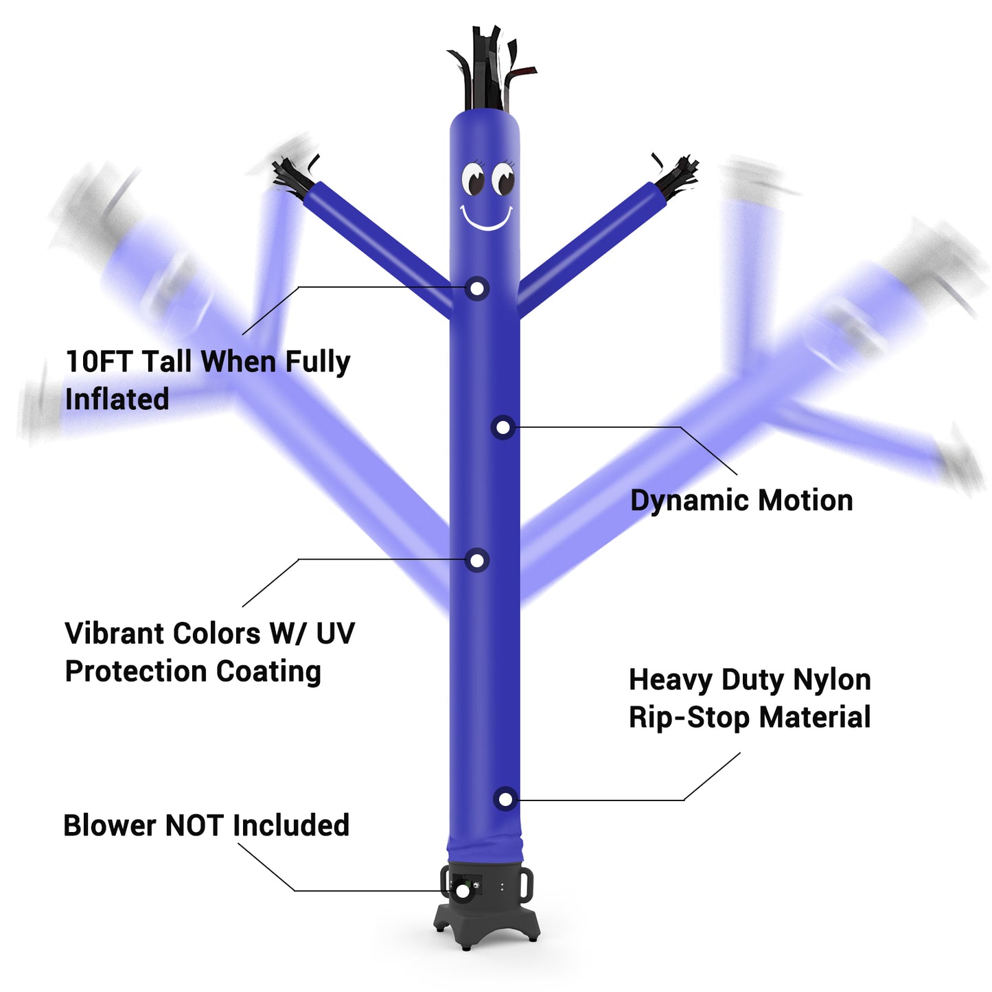 8ft Blue Inflatable Air Puppet Dancer– Replacement for 9" Blower (No Blower)