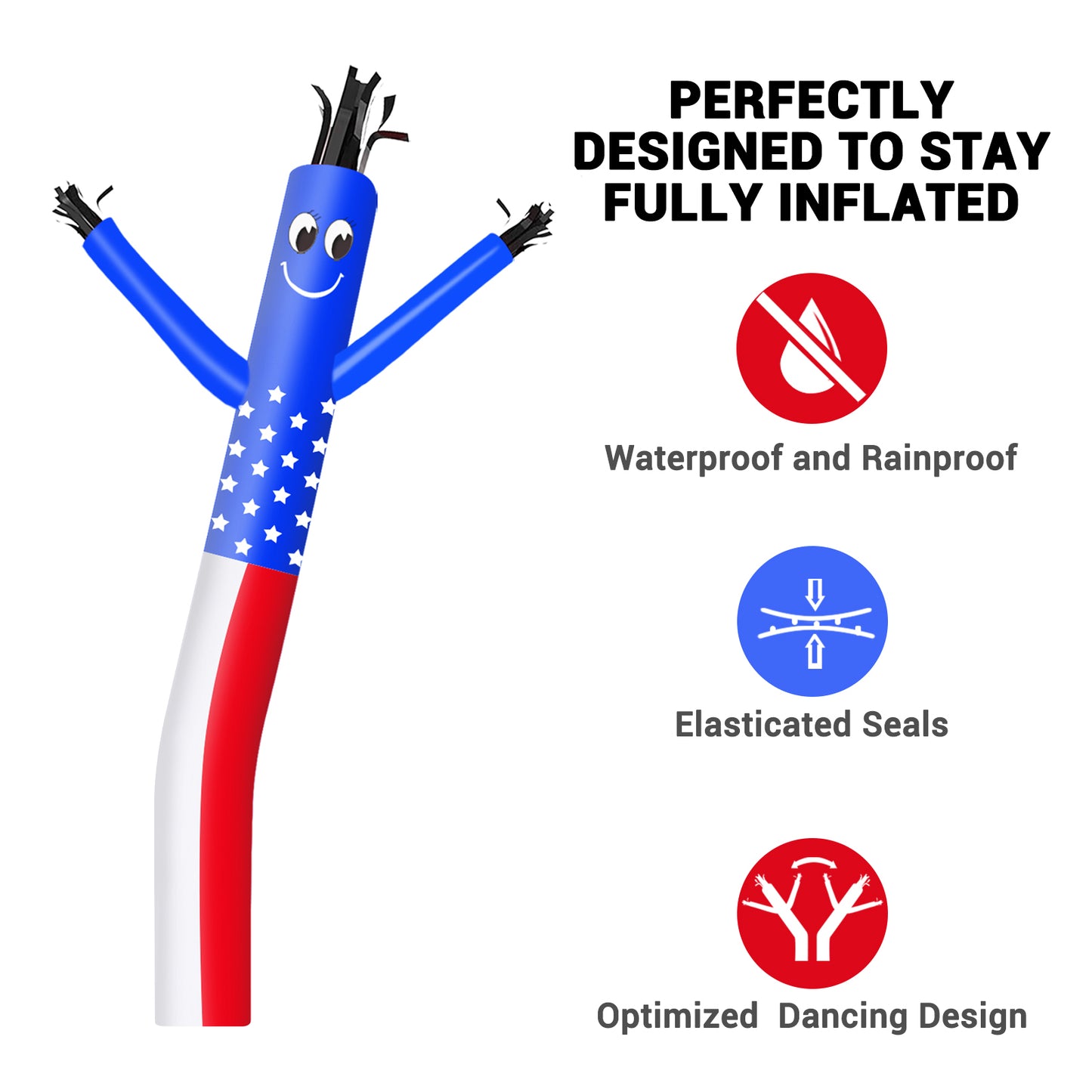 8ft America Flag Inflatable Air Puppet Dancer– Replacement for 9" Blower (No Blower)