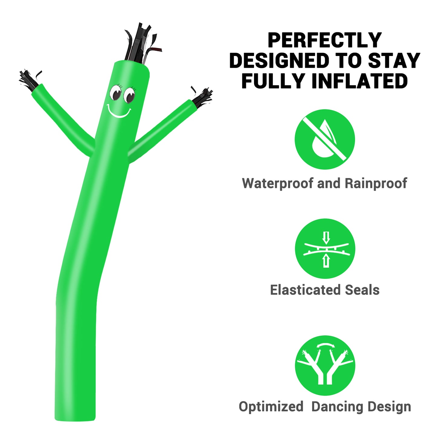 8ft Green Inflatable Air Puppet Dancer– Replacement for 9" Blower (No Blower)